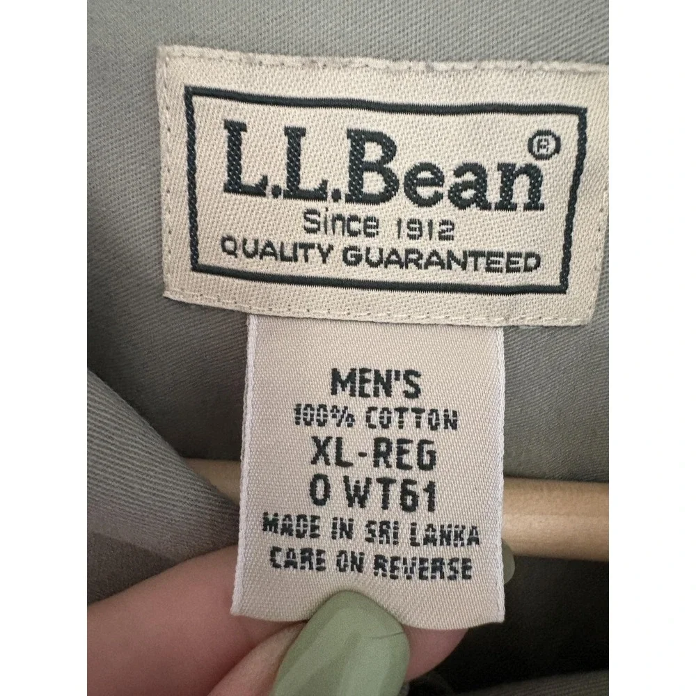 L.L.Bean Shirt Mens XL Sage Green Short Sleeve Button Down‎ Wrinkle Resistant
